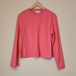 COS Vibrant Pink Crew Neck Long Sleeves Top, size L